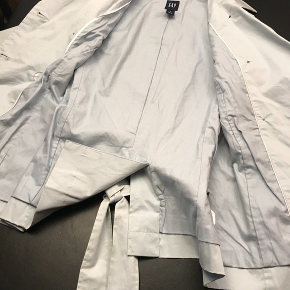 Gap Women's Pea Coat Jacket Size S Light Blue with Tie and Buttons - Picture 9 of 16